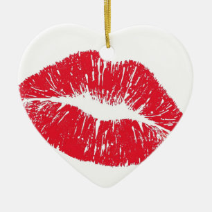 Perfectly Beautiful Lips on a Valentines Day Tree  Ceramic Ornament