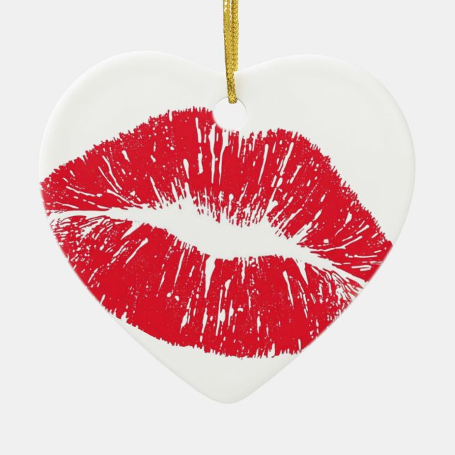 Perfectly Beautiful Lips on a Valentines Day Tree  Ceramic Ornament (Front)