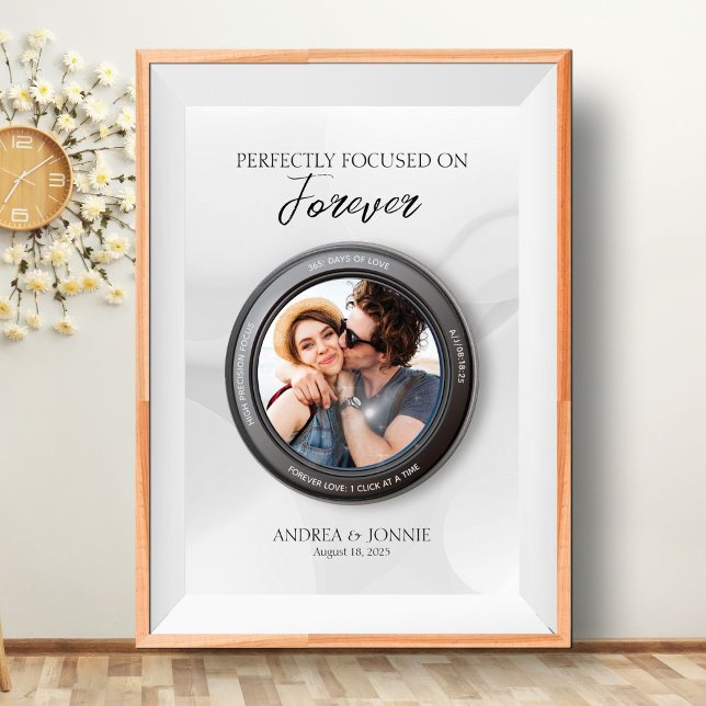 Perfectly Focused On Forever Couple's Poster (Lens-themed poster symbolizing love, focus, and forever togetherness. Great as a Valentine's gift.)