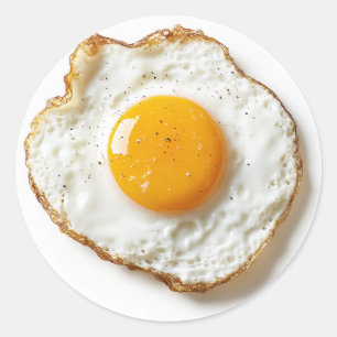 Perfectly Fried Egg with Crisp Edges and Golden Yo Classic Round Sticker