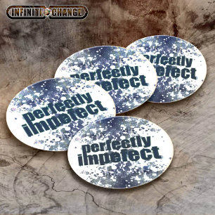 PERFECTLY IMPERFECT grunge denim text related Coaster