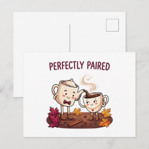 Perfectly Paired Coffee Tea Lovers Postcard