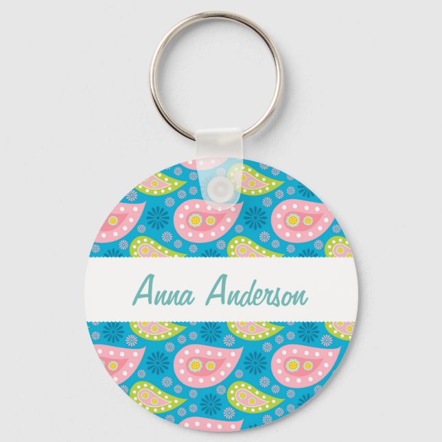 Perfectly Paisley Keychain Personalized For Her (Front)