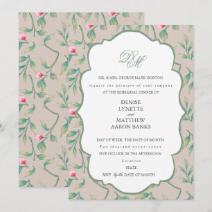 Perfectly Pale and Basil Green Rehearsal Dinner Invitation