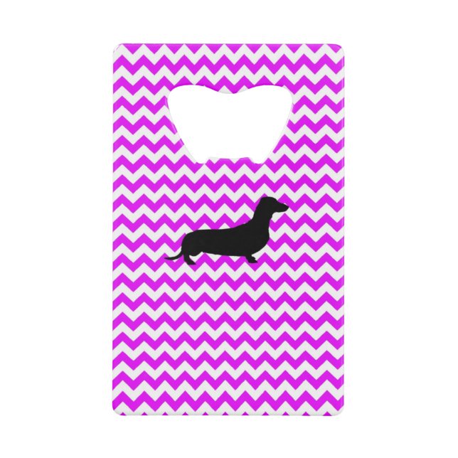 Perfectly Pink Chevron With Dachshund Wallet Bottle Opener (Front)