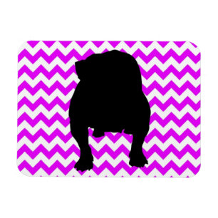 Perfectly Pink Chevron With English Bulldog Shadow Magnet
