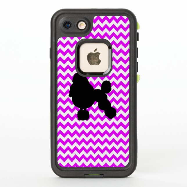 Perfectly Pink Chevron With Poodle LifeProof iPhone Case (Back)