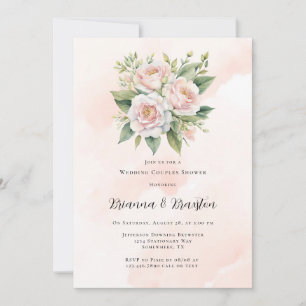 Perfectly Pink Paint Peony Wedding Couples Shower Invitation