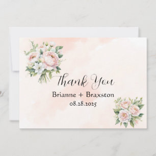 Perfectly Pink Peony Floral Thank You Cards