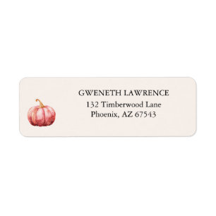 Perfectly Pink Pumpkin Baby Shower Return Address