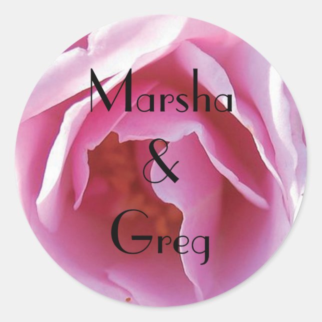 Perfectly Pink Rose Personal Wedding Classic Round Sticker (Front)