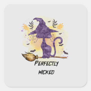 Perfectly Wicked - Black Witch Cat Square Sticker