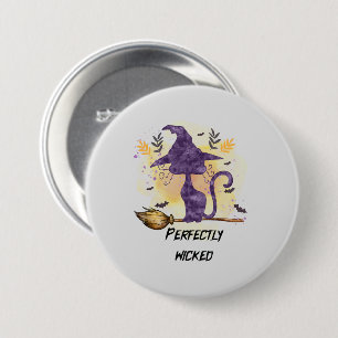 Perfectly Wicked – Purple Witch Cat Silhouette 3 Inch Round Button