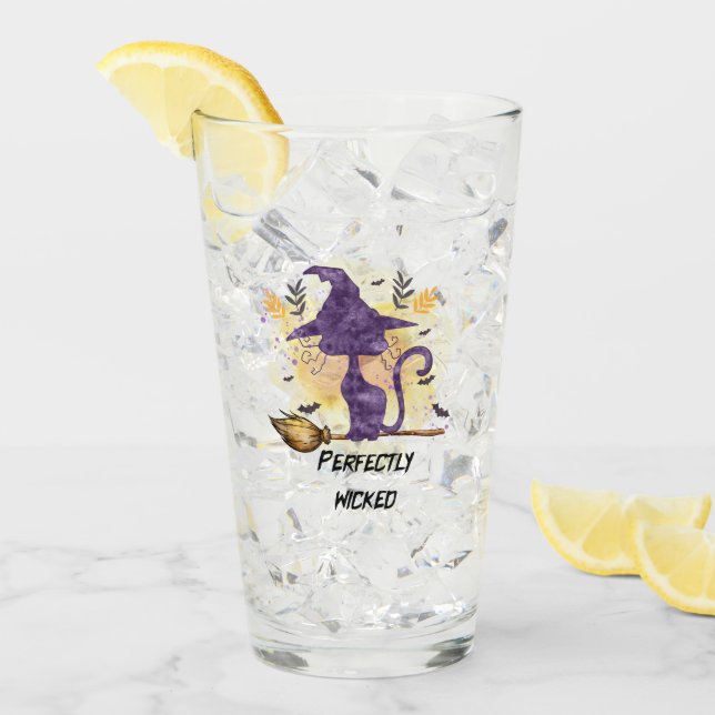 Perfectly Wicked – Purple Witch Cat Silhouette Glass (Front Ice)