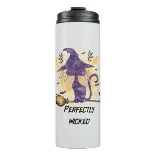 Perfectly Wicked – Purple Witch Cat Silhouette Thermal Tumbler