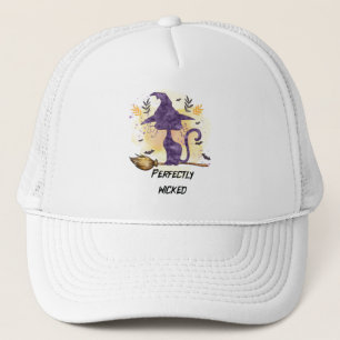 Perfectly Wicked – Purple Witch Cat Silhouette Trucker Hat