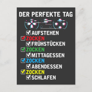 Perfekte Tag Zocker Humour Gamer Spruch Zocken Postcard