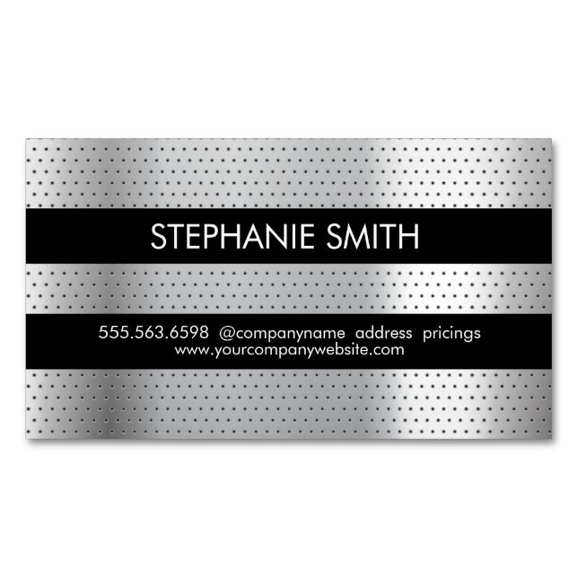 Perforated Metal Pattern Magnetic Business Card (Front)