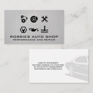 Performance Auto Parts   Steel Background Business Card