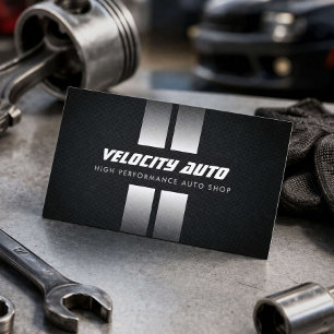 Performance Auto Shop Racing Stripes Black Business Card