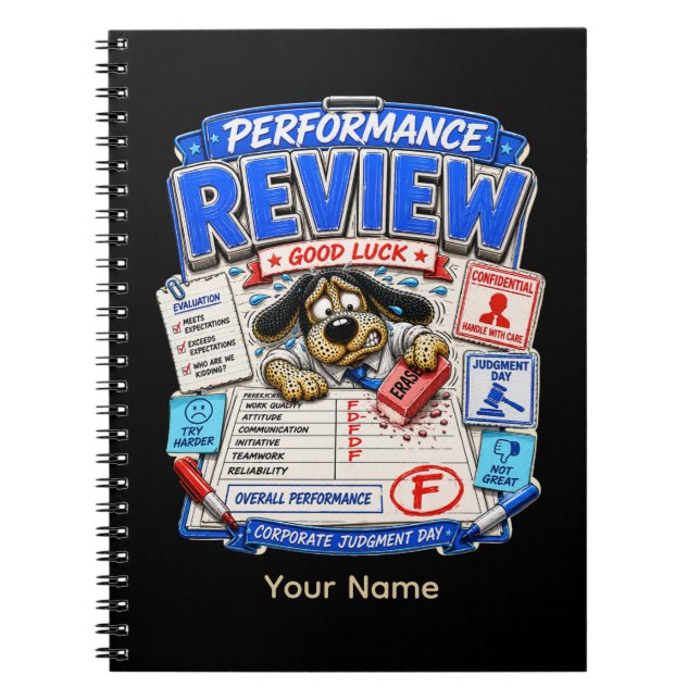 Performance Review Good Luck Personalized Funny Notebook (Front)