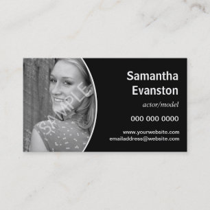 Performers Headshot Curved Black Business Card