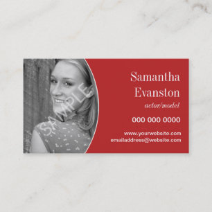 Performers Headshot Curved Red Business Card