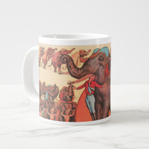 Performing Elephants With Women And Trainer. Large Coffee Mug