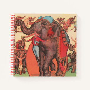 Performing Elephants With Women And Trainer. Notebook