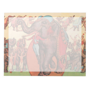Performing Elephants With Women And Trainer. Notepad
