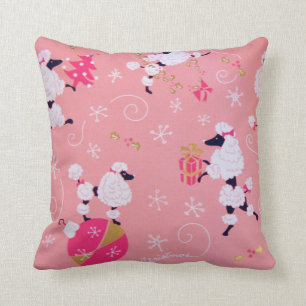 Performing Pink Poodle Christmas Pillow