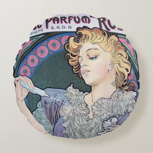 Perfume, Alphonse Mucha Throw Pillow (Front)