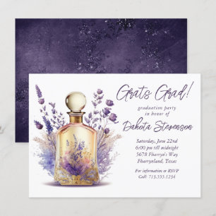 Perfume and Lavender   Boho Floral Graduation Invitation