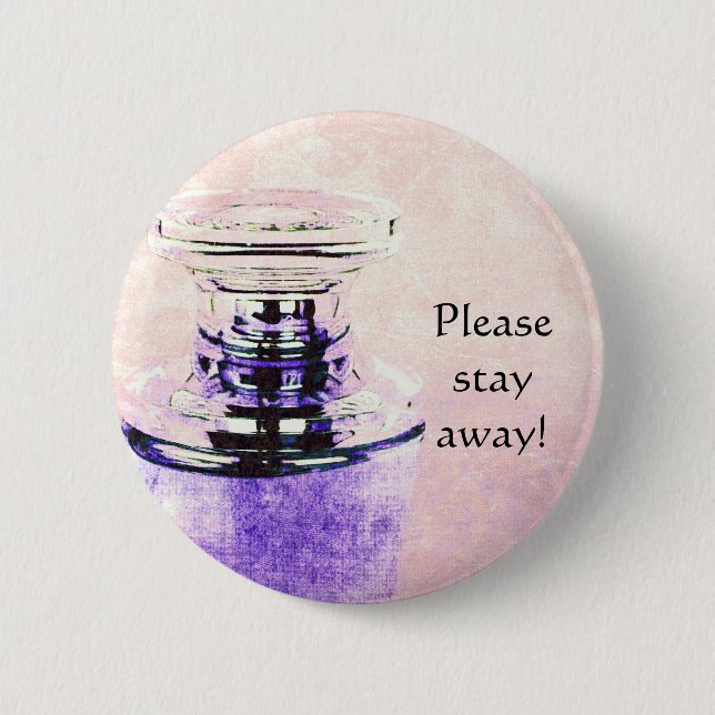 perfume bottle caution pin button (Front)
