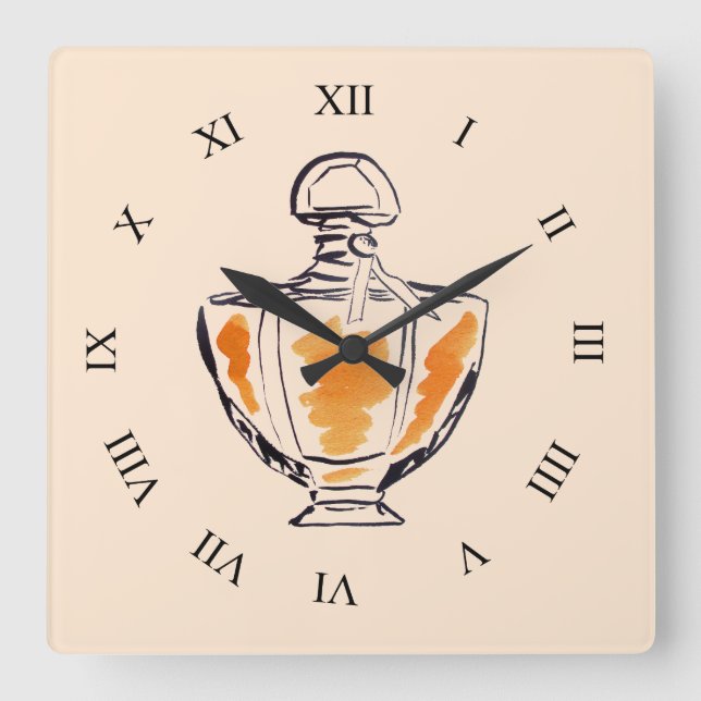 Perfume bottle fashion illustration pop art square wall clock (Front)