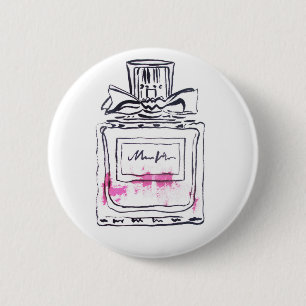 Perfume bottle fashion watercolour illustration 2 inch round button