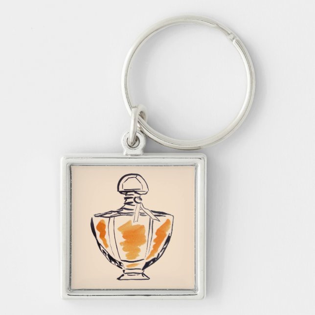 Perfume bottle fashion watercolour illustration keychain (Front)