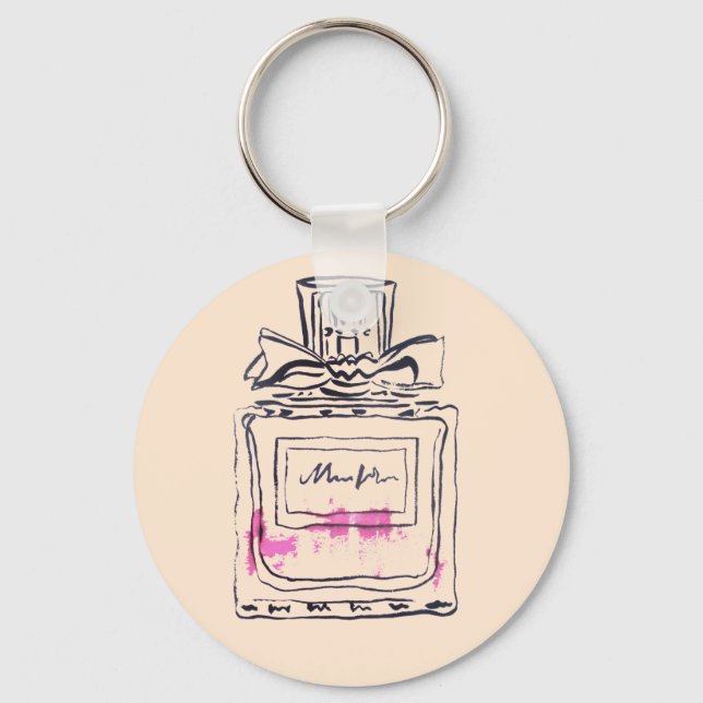 Perfume bottle fashion watercolour illustration keychain (Front)
