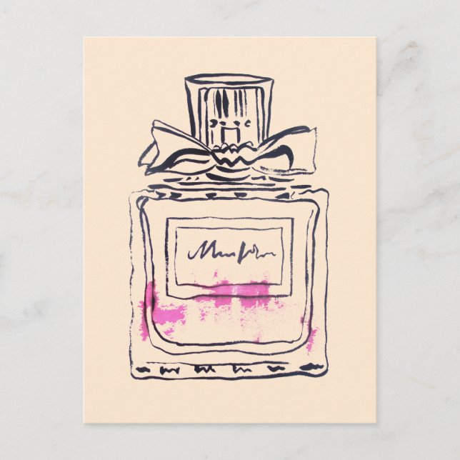 Perfume bottle fashion watercolour illustration postcard (Front)
