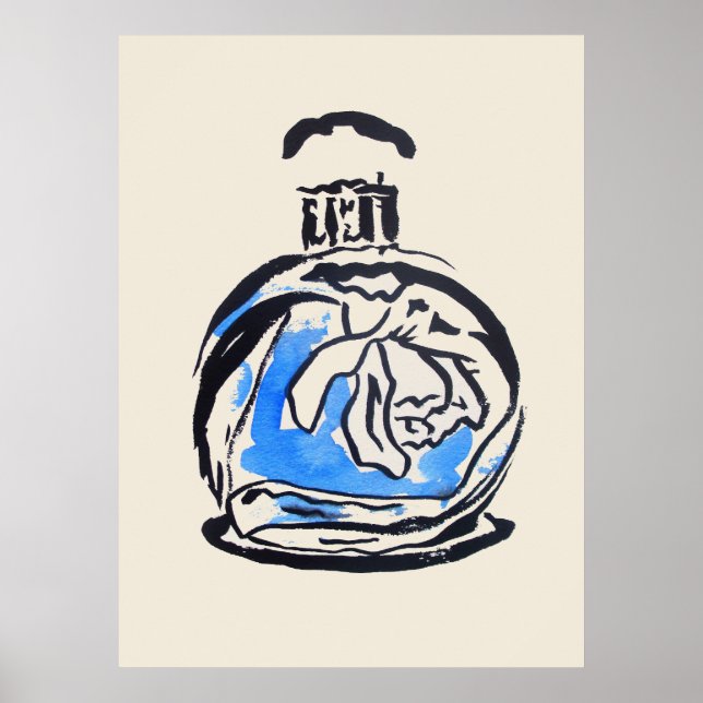 Perfume bottle fashion watercolour illustration poster (Front)