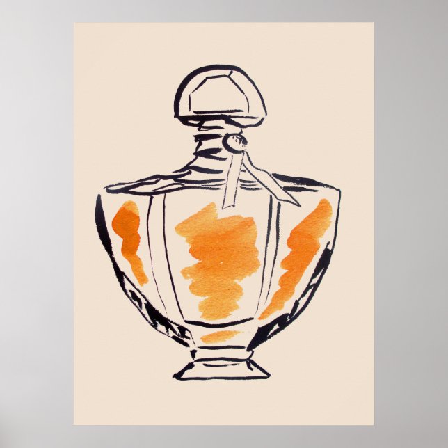 Perfume bottle fashion watercolour illustration poster (Front)