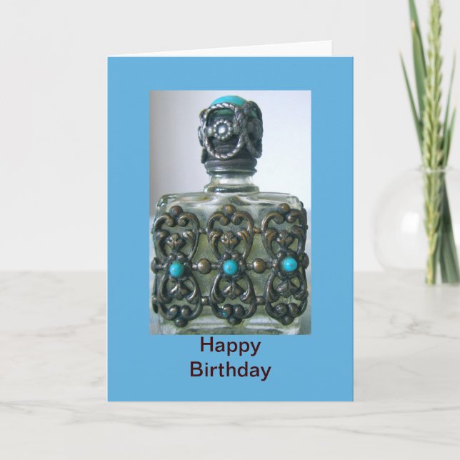 Perfume Bottle Happy Birthday Card (Front)