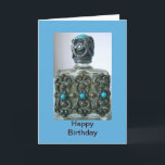 Perfume Bottle Happy Birthday Card<br><div class="desc">A beautiful Perfume Bottle with turquoise stones on the body and on top of the lid</div>