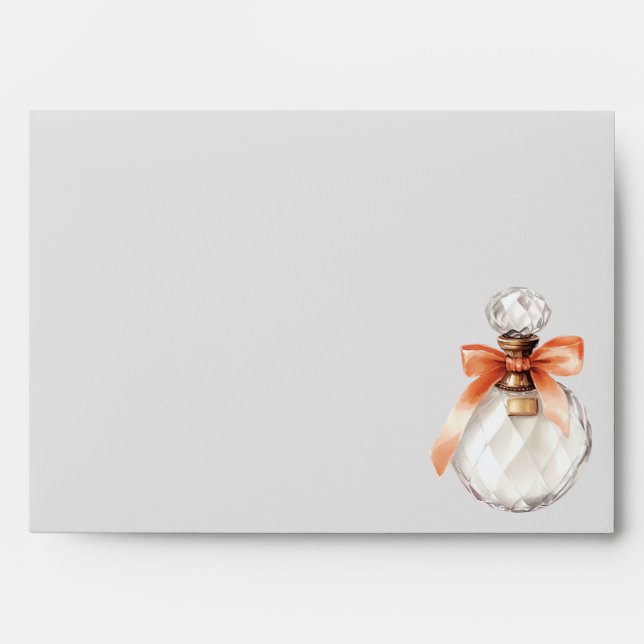 Perfume Bottle Peach Orange Bow Bridal Shower Envelope (Front)