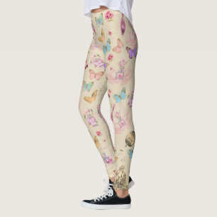 Perfume bottles, flowers, butterflies watercolor leggings
