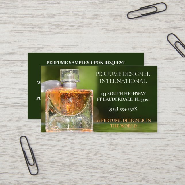 Perfume designer store perfume bottle  business card (Front/Back In Situ)