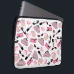 Perfume Purse Sunglasses Lipstick Electronics Bag<br><div class="desc">An electronics bag featuring a design consisting of pink and black retro cat eye sunglasses, pink change purses with grey polka dots, pink clutch purses with black bow, pink lipsticks, pink gemstones, and bottle of perfume with pink atomizer.</div>