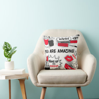 Perfume, Red Lipstick, and a High Heeled Shoe   Throw Pillow