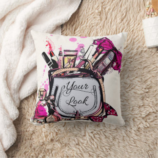 Perfume, Red Lipstick, and a High Heeled Shoe   Throw Pillow