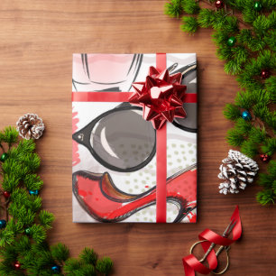 Perfume, Red Lipstick, and a High Heeled Shoe   Wrapping Paper